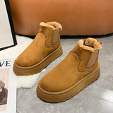 20 Autumn And Winter New Women's Thick Snow Boots Cotton Shoes Warm Plus Velvet Round Head Jacket Cotton Boots 43 HZ0115