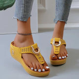 2025 Summer Women's Thick Bottom Slippers Large-Size Clip Toe Slope And Thick Bottom Slippers Round Head Wearing Slippers HZ0115