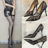 High-End Large-Size Lace High-Heeled Women 2025 New Summer Lace Women's Sandals Tip Banquet Fine Heel Single Shoes HZ0115