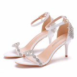 7 Cm Temperament Light Mouth With Fine Sandals Crystal Yellow Diamond Wedding Shoes Sexy Fish Mouth Summer Sandals HZ0115
