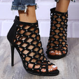 Summer High-Heeled Sandals Fashion Simple Comfortable Toe Sexy Hollow Daily Fine Heel Sandals HZ0115