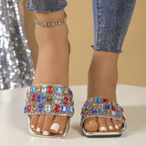 Large-Size Slippers Women Wear The New Summer 2025 Summer New Fashion Water Drill Square Beach Cold Slippers Women HZ0115