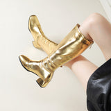 The Flat Head Golden Boots 2025 Spring And Summer New Zipper Coarse And High Boots Children HZ0115