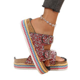 Large-Size Fashion Thick-Bottomed Slippers Double Buckle Wearing Beach Corks Duke Bin Buckle Cold Slippers HZ0115