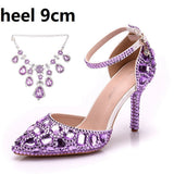 Large-Size Tuxedo Diamond Wedding Shoes 9 Fine Heel Pointed Sandals Luxury Water Drill Wedding Shoes P09BRBRW HZ0115