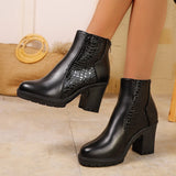 In The Autumn And Winter Of 2025, Women's High-Heeling And Ankle Boots Are Thick And Then Zipper Rounded Round Color And Ankle Boots. HZ0115