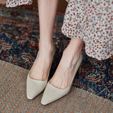 Coarse Heel Single Shoes Women 2025 New Spring Design Sense Niche Temperament And Shallow Tip Soft Leather High Heels HZ0115