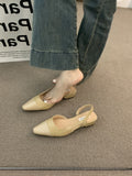 Low-Heeled Baotou Sandals Women's French Gentle Evening Bare-Colored Pointed Small Scented Lady Coarse And Rear Air-Quality Single Shoes HZ0115
