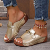 2025 New Summer Thick-Bottomed Fish Mouth Slippers Women's Shoes Large-Size Wide Strips Thick-Bottomed Slippers HZ0115