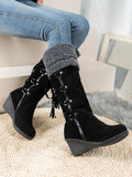Large-Size Lady Cotton Boots After Matte Tuxedo High Boots Sleeve Slope And Snow Boots HZ0115