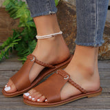 Large-Size 2025 Summer New Slippers Women Solid Color Weaving Simple Daily Beach Slippers Sandals HZ0115