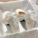 High Heels Women's Coarse Heel 2025 New Spring Pearl Bow Gentle Fairy Style French Mary Jane Single Shoes HZ0115