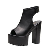 Ultra-High Heel 14 Cm Roman Sandals Women's Banquet Wearing Fish-Mouthed Shoes Thick-Soled Waterproof Trolley Model Model Show Shoes HZ0115