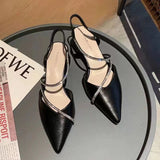 Sharp-Headed Water Drill Sandals Women Summer French Coarse High Heels Retro Single Shoes Femininity Spring HZ0115