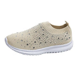 2025 Large-Size With Diamond Flying Sneakers New Net Shoes Women's Shoes Low-Heeled Mesh Sports Casual Shoes HZ0115