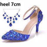 Large-Size Tuxedo Diamond Wedding Shoes 9 Fine Heel Pointed Sandals Luxury Water Drill Wedding Shoes P09BRBRW HZ0115