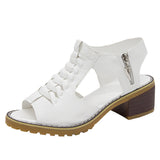 2025 Summer New Women's Shoes Korean Version Of Coarse Sandals Side Zipper Leisure Slope And Solid Color Coarse Large-Size Sandals Women HZ0115