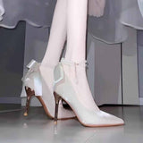 French High Heels Femininity Sexy Cheongsam Shoes Dress Shoes Women White Gentle Wedding Shoes Bridal Shoes HZ0115
