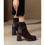 Close Your Eyes Into The Thick Bottom And Splicing Short Fashion Boots Women Autumn And Winter After The Zipper Frosting High And Short Boots HZ0115