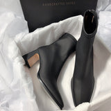 Ultra-Temperament 2025 New High-Heeling French Thin Elastic Korean Version Of Simple Short Boots HZ0115