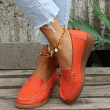 Single-Shoe Large-Size New Bean Shoes Women's 2025 Summer Round Head Flat Simple Casual Mother Shoes Lefu Shoes HZ0115