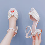 7 Cm Thick Heel Sandals Square Thick Heel Sandals White Wedding Dress Sandals Pearl Wedding Shoes Women HZ0115