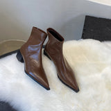 French Pointed Short Boots Women's Boots 2025 Autumn And Winter New Thick And Elastic Thin Boots Silver Thin Fashion Boots HZ0115