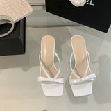 Fairy-Style French Cat With Cool Drag Outside Wearing Summer With Bow Bow Head And Elegant High-Heeling Slippers Woman HZ0115