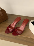High Heels 25 Summer New Pointed Out Toe Fine And Flip-Flops With Slippers Wearing Fashion White Red Sandals HZ0115
