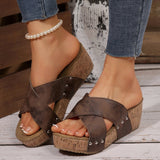 2025 New Summer Women's Slope And Thick Bottom Slippers Outside Wearing Large-Size Fish Mouth Thick Bottom Slope And Slippers HZ0115