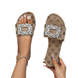 2025 Spring And Autumn New Large-Size Type Flat Bottom Water Drill Fashion One Foot Lazy Slipper Woman HZ0115
