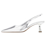 Naipai Silver Pointed High-Heeled Women 2025 Summer New Set Small Fresh Thin Heel Head With Sandals HZ0115