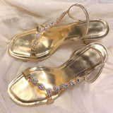 One-×Ö With Fine-Heeled Sandals Women 2025 Early Spring New Dew Water Drill Sexy Famous Woman Gold Studded High Heels HZ0115