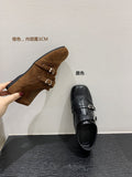 Vintage Carvings Square Head Lefu Shoes Women's Shoes Autumn And Winter New British Style Single Shoes Black Small Leather Shoes HZ0115