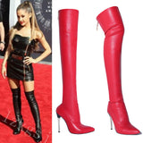 Wish Autumn And Winter New Fashion Solid Color Fine High With Metal After Zipper Over The Knee Boots Woman HZ0115