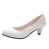 Large-Size Single-Shoe Women 2025 New Pointed Light-Mouthed Four-Season Single-Shoe Fashion Coarse Heel High-Heeled Women's Shoes Large-Size Work Shoes HZ0115