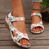 New 2025 Summer Slope And Thick-Soled Sandals Women's Shoes Large-Size With Fish Mouth Magic Stickers HZ0115