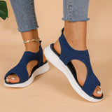 Large-Size Sandals Women 2025 Summer New Thick Bottom Slope With Fish Mouth Net Breathable Lady Wearing Sandals HZ0115