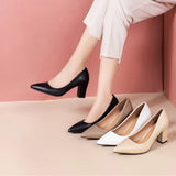 Fashion Single Shoes Women's Coarse Heel 2025 Spring New Pointed Work Shoes Shallow One-Foot Pedal Korean Version Of High Heel Simple HZ0115