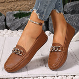 Spring And Autumn New Bean Shoes Women's Version Of The Round Head Low Metal Chain Casual Mother Singles Women For A Long Time HZ0115