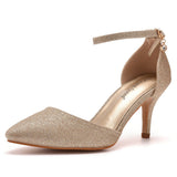 7 Cm Large-Size Sandals Fine-Heeled Sandals Gold-Slilight Pointed Sandals Women's Stage Banquet Women's Shoes HZ0115