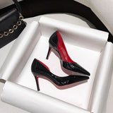 High-Heeled Women's Fine Heel On The Bed Of High-Heeled Shoes In The New Autumn Black Red Back 10 Cm Sexy Pointed Single Shoes In 2025 HZ0115