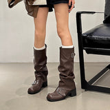 However, The Knee Boots Women's Coarse And The New Women's Boots In The Autumn And Winter 2025 New Women's Boots Are Round-Headed Western Knight Boots. HZ0115