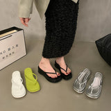 Simple Foot Flip-Flop Women's Shoes 2025 New Summer Height Thick Beach Cool Drag Sandals HZ0115