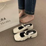 French Design Sense Silver Bag Head Half Slippers Women Wearing Lazy One-Legged Coarse Heel Muller Shoes Behind The Empty Single Shoes Women HZ0115