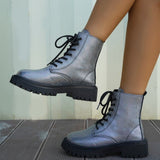 2025 New Martin Boots Women's British Wind Thick Back Lace Mid-Sleesize Boots Women's Shoes Large Size Martin Boots HZ0115