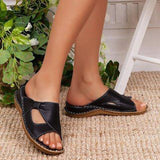Large-Size Slippers Women's Spring And Summer New Slopes And Exterior Wearing Retro Hollow Sandals Drag Lady Casual Breathable Slippers HZ0115