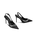 Chain Water Drill High Heel Female Fine Heel Finger Sharp French Single Shoe With Head Sandals Banquet Shoes Light And Comfortable HZ0115