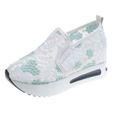 Single-Shoe Women 2025 Spring Korean Version Of The New Lace Mesh Casual Heel High-Shoe High-Shoe Women's Single Shoes HZ0115