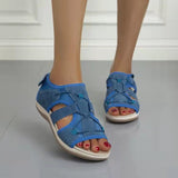 Women's Sandals 2025 Summer New Round Head Breathable Leisure Large-Size Flat-Bottomed Beach Women's Flat Bottom Comfortable HZ0115